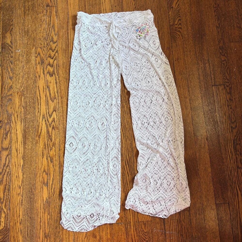 Becca by Rebecca Virtue NWT White Crochet Lace Cover-Up Pants Large